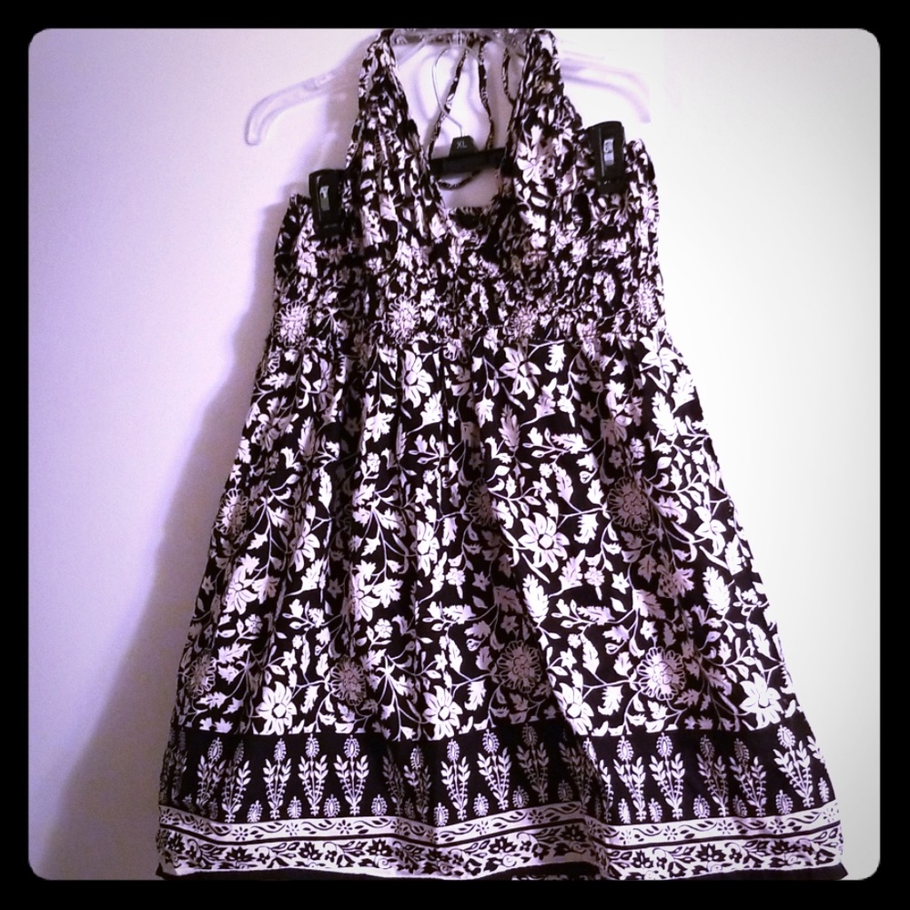 Black and cream halter dress